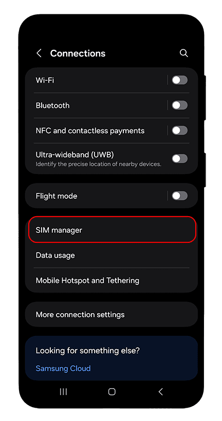 Активация eSIM на Android: снимок экрана, Шаг 2 из 9