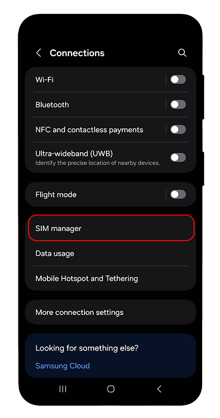 Установка eSIM на Android: снимок экрана, Шаг 2 из 11