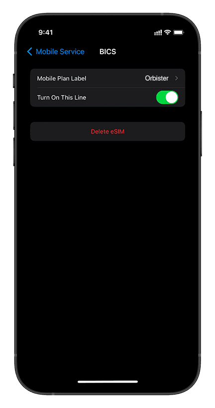 Активация eSIM на iPhone: снимок экрана, Шаг 4 из 9