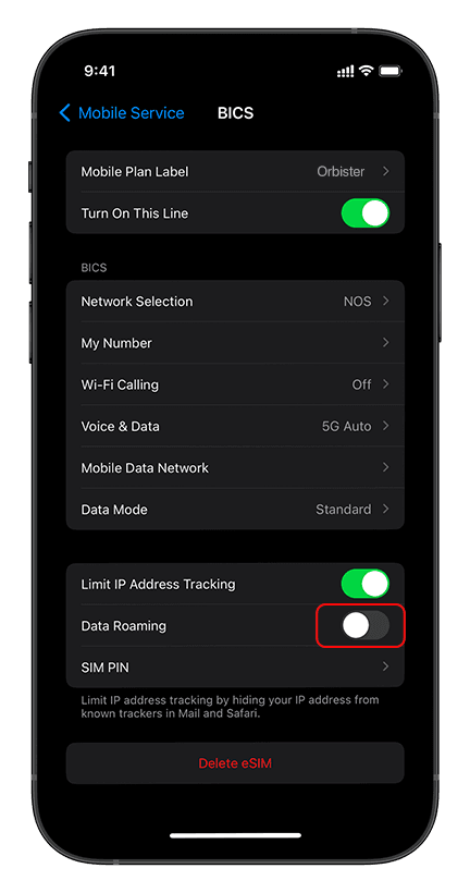 Активация eSIM на iPhone: снимок экрана, Шаг 8 из 9
